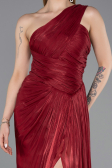 Robe de Soirée Longue Mousseline Rouge Bordeaux ABU5946