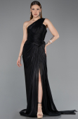 Robe de Soirée Longue Mousseline Noir ABU5946