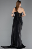 Robe de Soirée Longue Mousseline Noir ABU5946