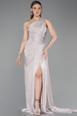 Robe de Soirée Longue Mousseline Vison ABU5946