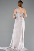 Robe de Soirée Longue Mousseline Vison ABU5946