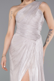 Robe de Soirée Longue Mousseline Vison ABU5946