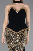 Haute Couture Robe Longue Squameuse Noir ABU5968