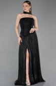 Robe de Soirée Longue Mousseline Noir ABU5957