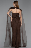 Robe de Soirée Longue Dantelle Brun ABU5941