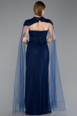 Robe de Soirée Longue Dantelle Bleu Marine ABU5941