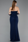Robe Queue de Poisson Longue Dantelle Bleu Marine ABU5933