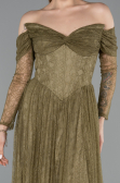 Robe de Soirée Longue Dantelle Kaki ABU5945