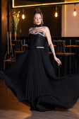 Robe de Soirée Longue Mousseline Noir ABU5917