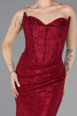 Robe De Soirée Dantelle Longue Rouge Bordeaux ABU5815