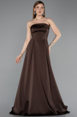 Robe de Soirée Longue Satin Brun ABU5932