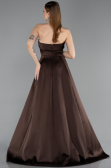 Robe de Soirée Longue Satin Brun ABU5932