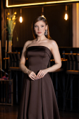 Robe de Soirée Longue Satin Brun ABU5932