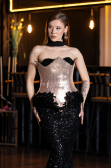 Haute Couture Robe Longue Squameuse Noir ABU5950