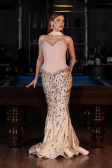 Haute Couture Robe Longue Squameuse Beige ABU5968