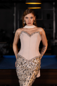 Haute Couture Robe Longue Squameuse Beige ABU5968