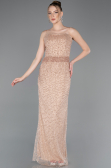 Robe De Soirée Perlé Longue Beige ABU5483