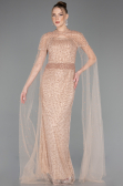 Robe De Soirée Perlé Longue Beige ABU5483