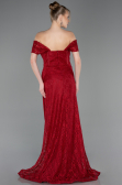 Robe de Soirée Longue Dantelle Rouge Bordeaux ABU5973