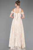 Robe de Soirée Longue Dantelle Beige ABU5942