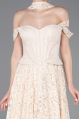 Robe de Soirée Longue Dantelle Beige ABU5942