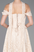 Robe de Soirée Longue Dantelle Beige ABU5942