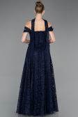 Robe de Soirée Longue Dantelle Bleu Marine ABU5942
