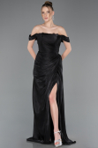 Robe de Soirée Longue Mousseline Noir ABU5974