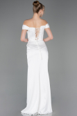 Robe de Soirée Longue Satin Blanc ABU5976