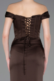 Robe de Soirée Longue Satin Brun ABU5976
