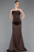 Robe de Soirée Longue Satin Brun ABU5944