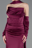 Robe de Soirée Longue Satin Prune ABU5944