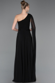 Robe de Soirée Longue Mousseline Noir ABU5984