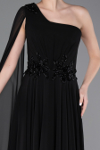 Robe de Soirée Longue Mousseline Noir ABU5984