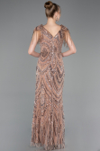Robe de Soirée Longue Perlé Cuivre ABU5959