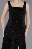 Robe de Soirée Longue Squameuse Noir ABU5986