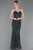 Robe de Soirée Longue Squameuse Anthracite ABU5978