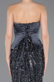 Robe de Soirée Longue Squameuse Anthracite ABU5978