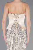 Robe de Soirée Longue Squameuse Beige ABU5978
