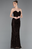 Robe de Soirée Longue Squameuse Brun ABU5978