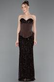 Robe de Soirée Longue Squameuse Brun ABU5978
