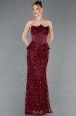 Tenue de Soirée Longue Squameuse Rouge Bordeaux ABU5979