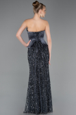 Robe de Soirée Longue Squameuse Anthracite ABU5978