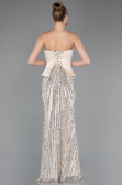 Robe de Soirée Longue Squameuse Beige ABU5978