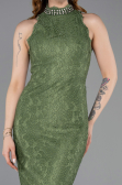 Robe de Soirée Longue Dantelle Kaki ABU5987