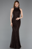 Robe de Soirée Longue Dantelle Brun ABU5987