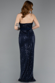 Robe de Soirée Longue Perlé Bleu Marine ABU5988