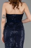 Robe de Soirée Longue Perlé Bleu Marine ABU5988