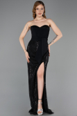 Robe de Soirée Longue Perlé Noir ABU5988
