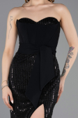Robe de Soirée Longue Perlé Noir ABU5988